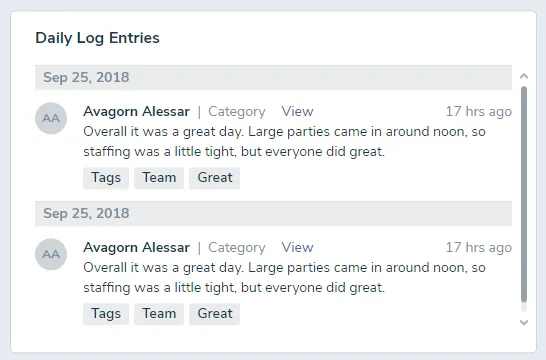 Daily Log Entries