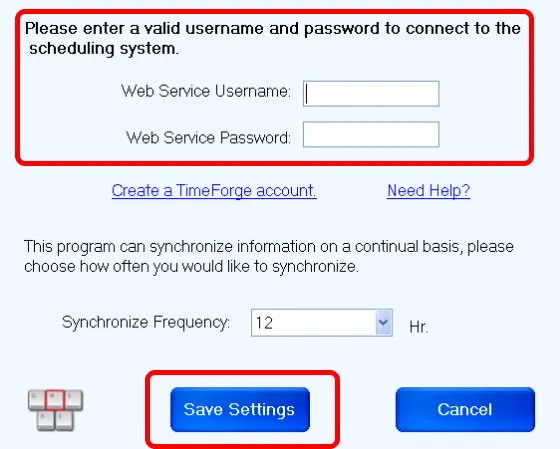 Finish the Web Service username and password Setup.