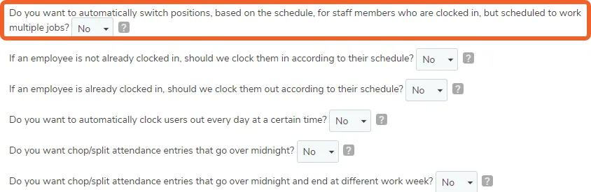 View the attendance options
