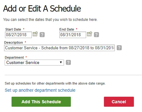 Create schedules on a department basis