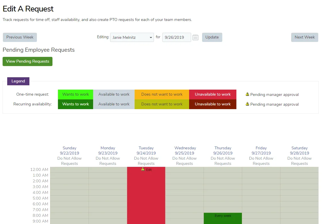 Employee Availability and Requests