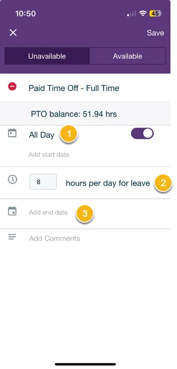 Requesting time off using a leave policy