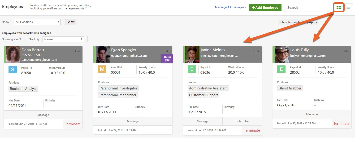 Switching between Grid View and List View