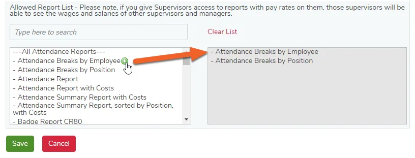 Set up your Allowed Reports List