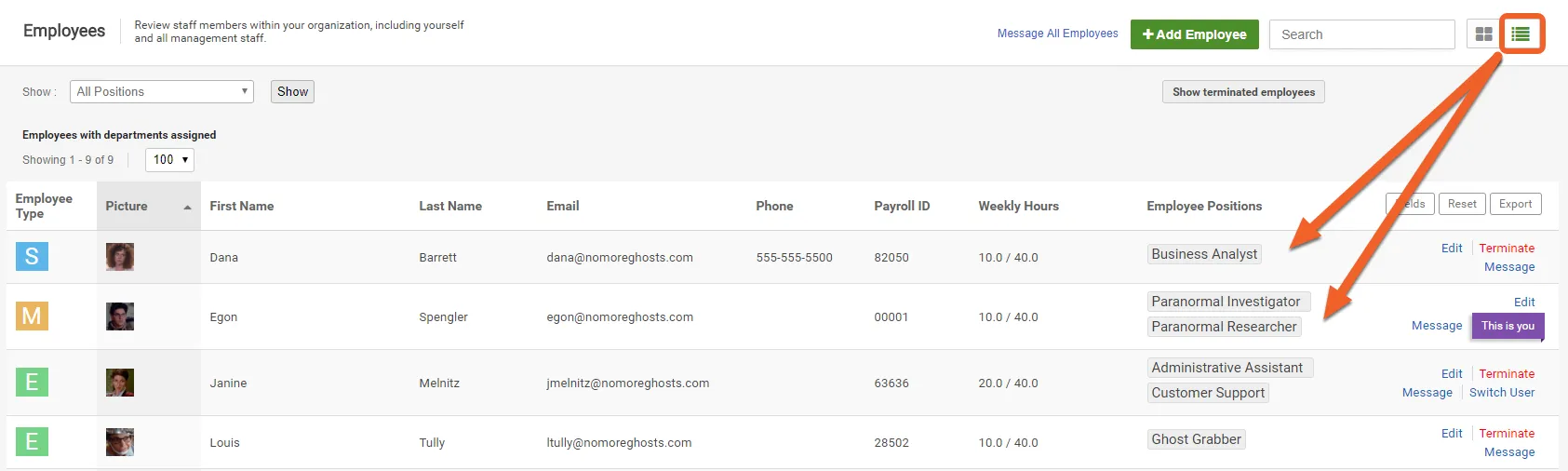 Switching between Grid View and List View