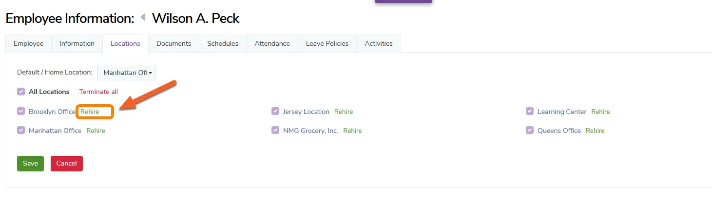 Rehire an employee