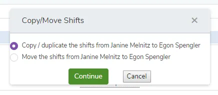 Drag and drop shifts to quickly copy schedules