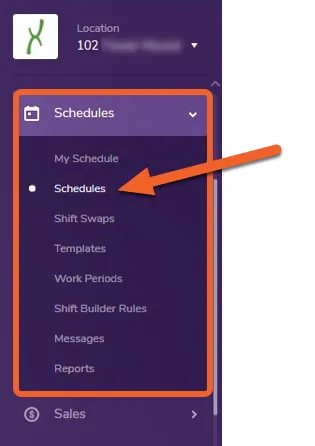Open the Schedules page under the Schedules tab