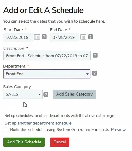 Add a schedule as you normally would